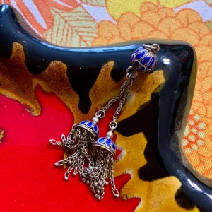 Exceptionnel Pendentif Argent et cabochons verre Ancien Vintage