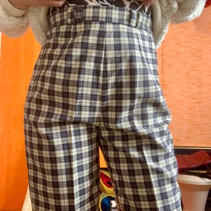 Pantalon à pinces droit à carreaux écossais bleus Vintage 1980/90