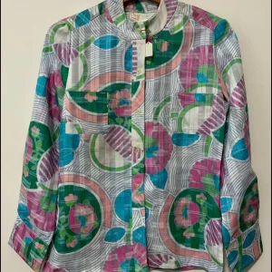 Chemise colorée Vintage 1970 Deadstock Élégance Fleurs