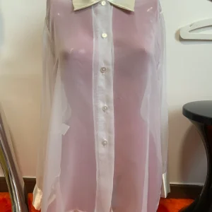 Chemise Voile Blanc et Satiné Vintage 1990 France