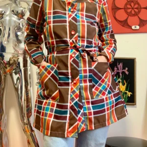 Chemise Nylon Carreaux Vintage Seventies Deadstock