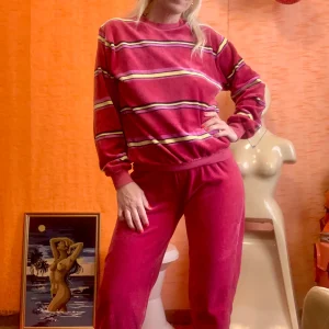 Pyjama 1980 Velours à rayures Vintage Original France