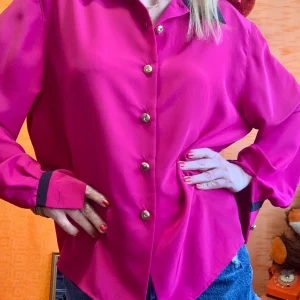 Chemisier rose fuchsia Vintage 1990 Élégance France