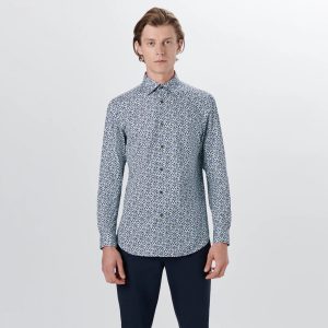 BUGATCHI: Chemise en tricot élastique Teal Geo