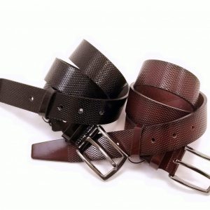 Ceintures en cuir texturée Noir et Rouge Vin